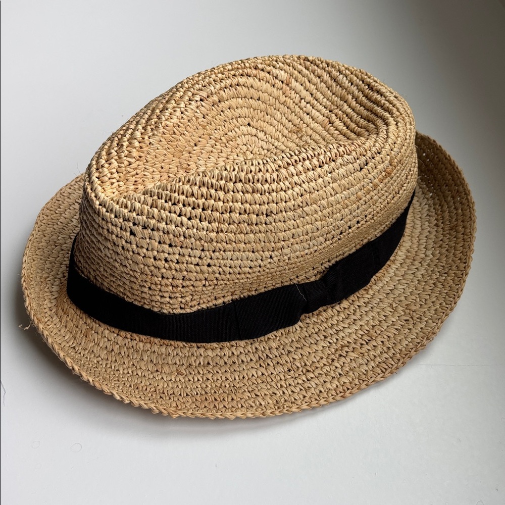 John Varvatos Natural Straw Fedora with Black Band